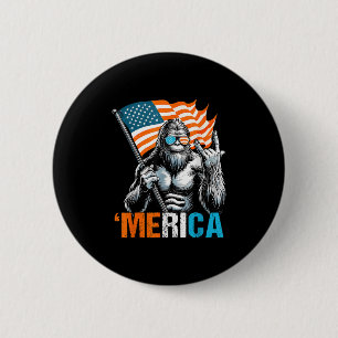 Funny Punk Rock Sasquatch Bigfoot Us Flag Merica 4 2 Inch Round Button