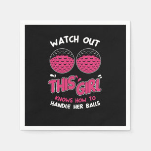 Funny Puns Awesome Women Golfers Handle Her Balls Napkin