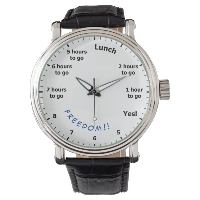 Funny Pupil Student 9 to 4 School Hours Countdown Watch (Front)