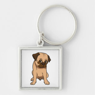 Funny Puppy Cartoon Dog Lover Rescue Mom Cute Pug Keychain