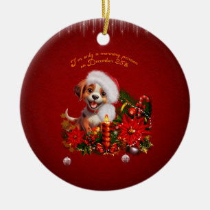 Funny puppy  ceramic ornament