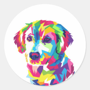 Funny Puppy colourful - Choose background colour Classic Round Sticker