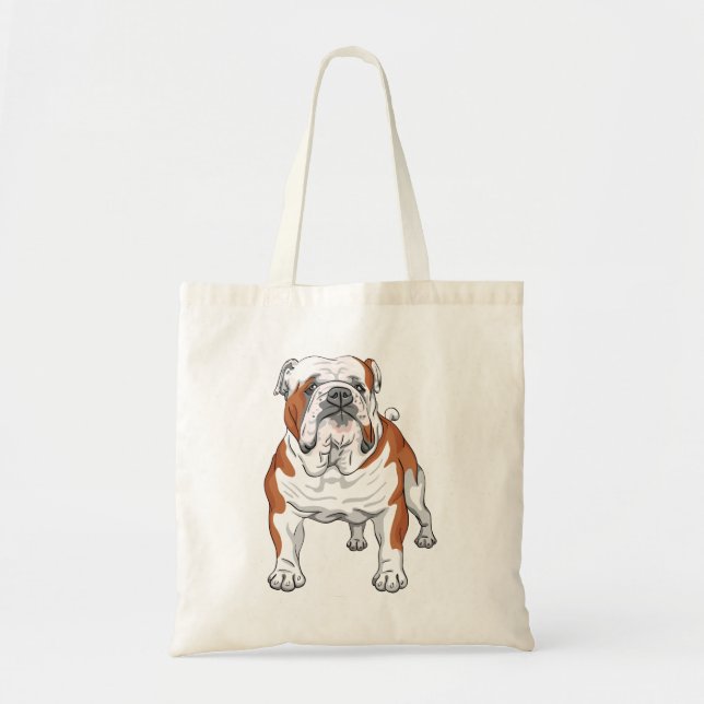 Funny Puppy Dog Cartoon Cute Bulldog Tote Bag (Front)