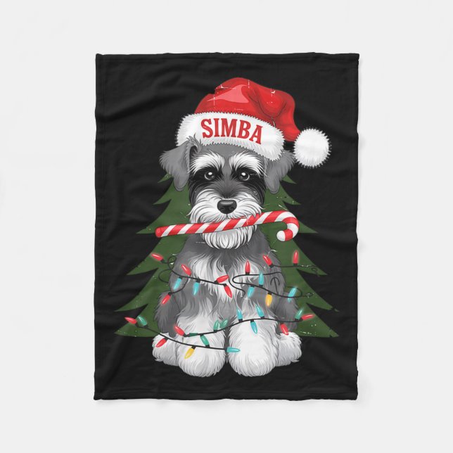 Funny Puppy Dog Christmas Holiday With Candy Cane  Fleece Blanket (Front)