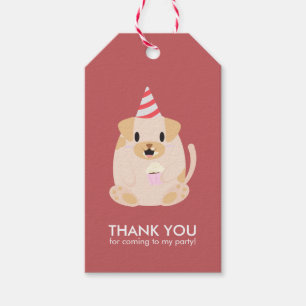 Funny Puppy Dog Kids Birthday Party Gift Tags