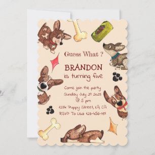 Funny Puppy Kids Birthday Invitation
