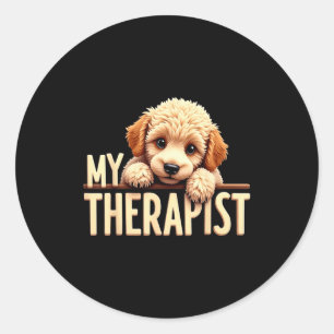 Funny Puppy My Therast Odle Dog  Classic Round Sticker