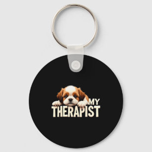 Funny Puppy My Therast Shih Tzu Dog  Keychain