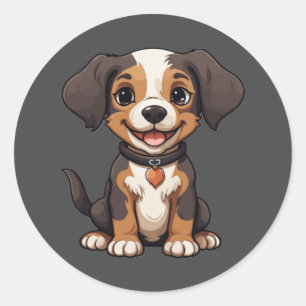 Funny Puppy Round Sticker