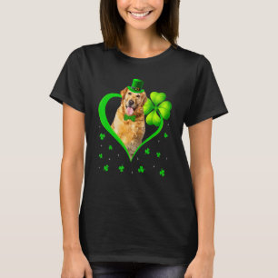 Funny Puppy Shamrock Golden Retriever Dog St Patri T-Shirt
