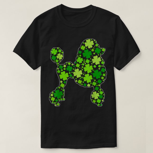 Funny Puppy Shamrock Poodle Dog St T-Shirt (Design Front)