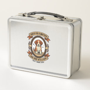 Funny Puppy Shirt Asked for Brother Got a Puppy Vi Metal Lunch Box