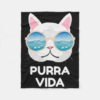 Funny Pura Vida Cat - Costa Rica Surfing Surf Wave Fleece Blanket