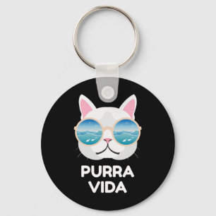 Funny Pura Vida Cat - Costa Rica Surfing Surf Wave Keychain