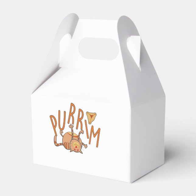 Funny Purim Cat. פורים שמח   Favor Box (Front Side)