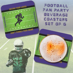 Funny Purple Football Game Day Coasters