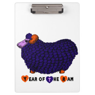 Funny Purple Ram Chinese Year Zodiac Clipboard