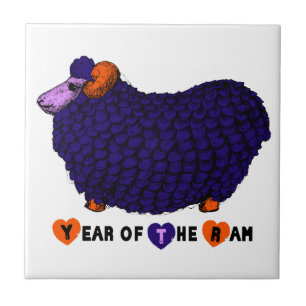 Funny Purple Ram Chinese Year Zodiac Tile