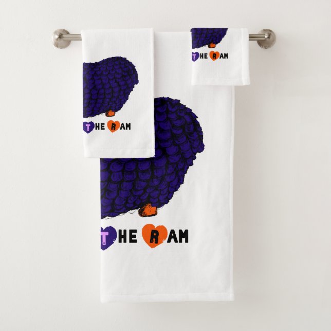 Funny Purple Ram Chinese Year Zodiac Towel Set (Insitu)