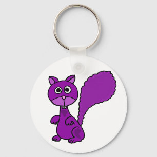Funny Purple Squirrel Cartoon Keychain