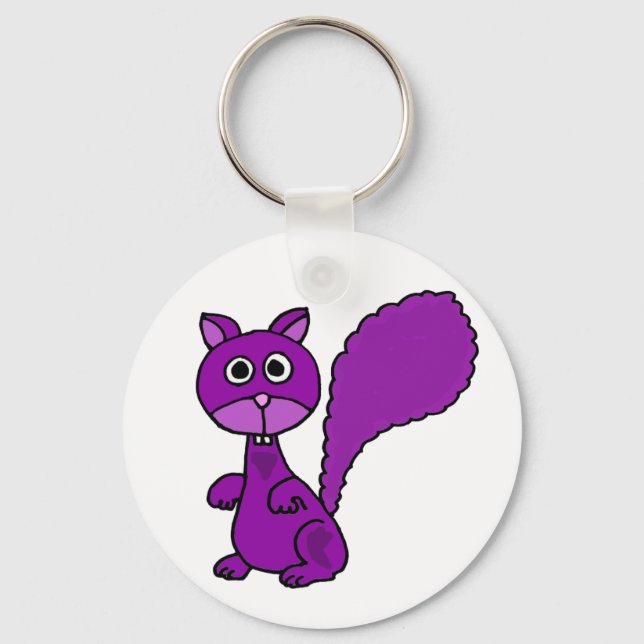 Funny Purple Squirrel Cartoon Keychain (Front)