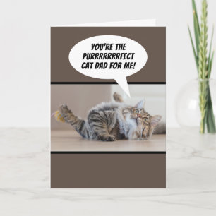 Funny Purrfect Cat Dad From A Cat On Father's Day Card