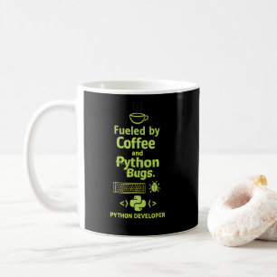 Funny Python Developer – Fueled by Coffee bugs  Mug
