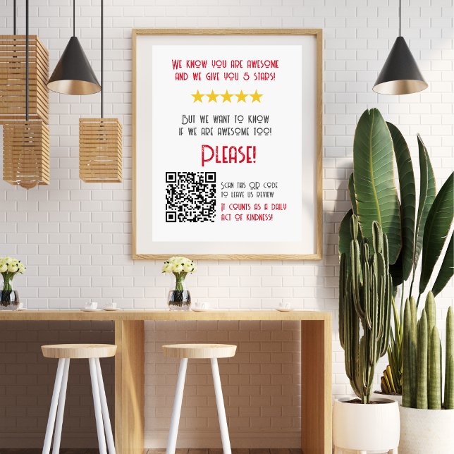 Funny QR Code Leave a Review unique modern  Poster (Creator Uploaded)