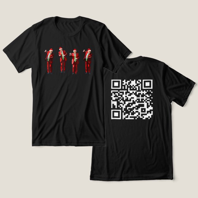 Funny QR President Trump 45 47 Dancing Code Xmas Tri-Blend Shirt (Design Front & Back)