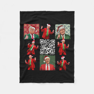 Funny Qr President Trump Christmas Dancing Dance M Fleece Blanket