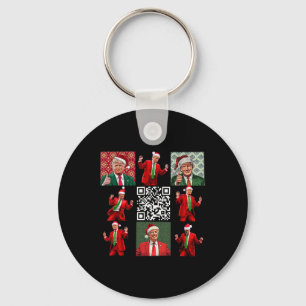 Funny Qr President Trump Christmas Dancing Dance M Keychain