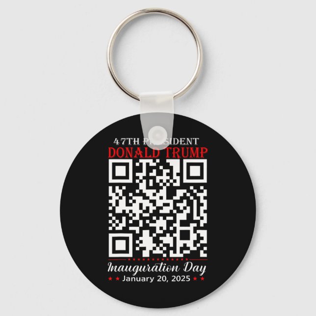 Funny Qr President Trump Dance Code Inauguration D Keychain (Front)