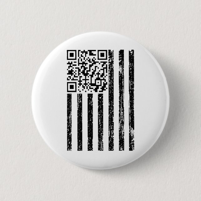 Funny Qr Scan Me President Dancing Code Usa Flag _ 2 Inch Round Button (Front)