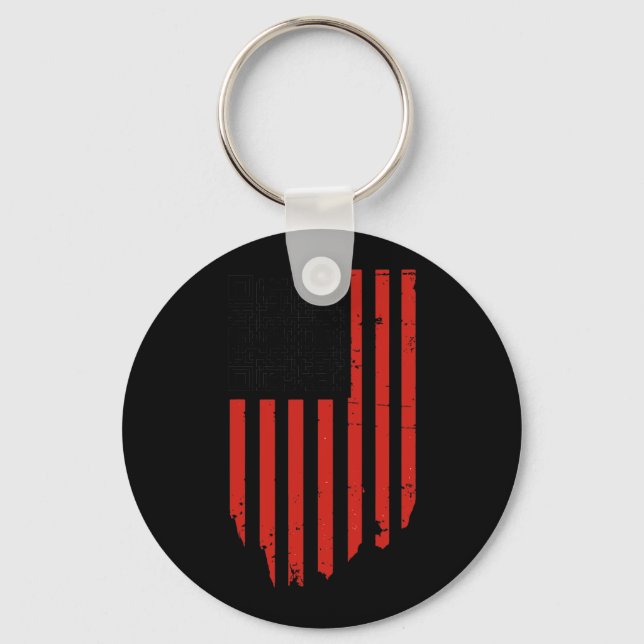 Funny Qr Trump Dancing Dance Code Red And White  Keychain (Front)