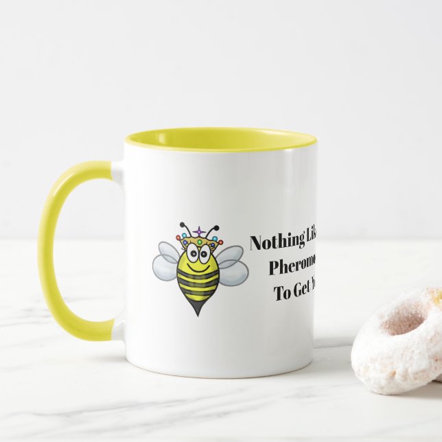 Funny Queen Bee And Drones Coffee Mug  Buzz On! (With Donut)