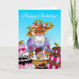 Funny Queen cat birthday greeting card