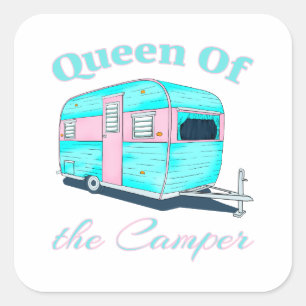 Funny Queen Of The Camper RV Square Sticker