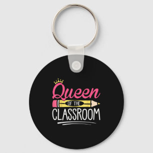 Funny Queen Of The Clroom School Teacher Keychain