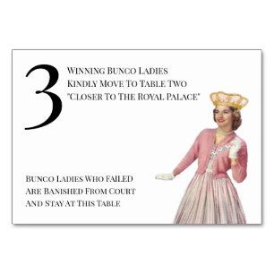 Funny Queen Table Three Bunco Table Number