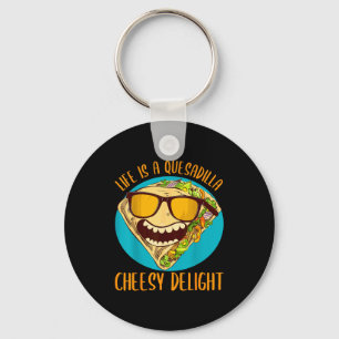 Funny quesadilla pun 5 de mayo mexican food cheese keychain