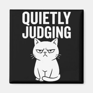 Funny Quietly Judging Sarcastic Crazy Cat Lover Gr Magnet