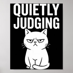 Funny Quietly Judging Sarcastic Crazy Cat Lover Gr Poster