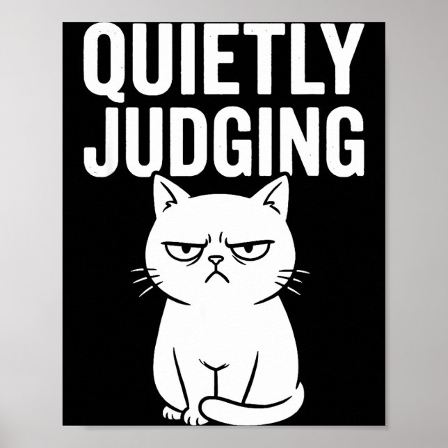 Funny Quietly Judging Sarcastic Crazy Cat Lover Gr Poster (Front)