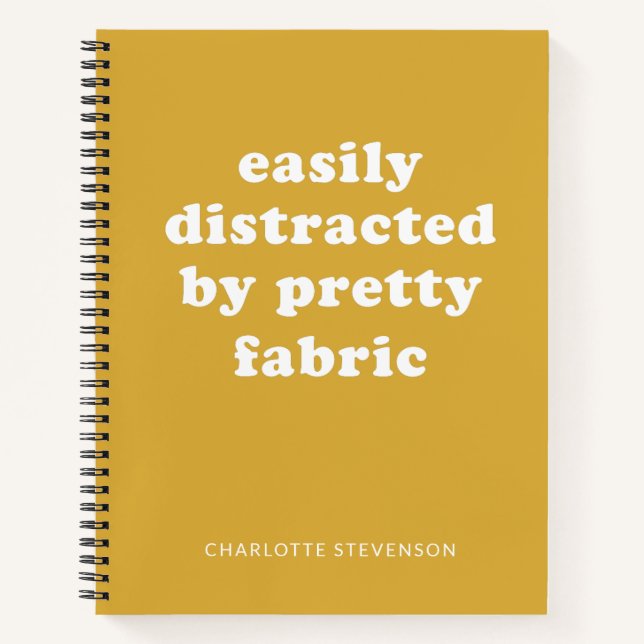 Funny Quilter Fabric Quote Personalized Name Notebook (Front)