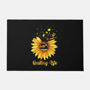 Funny Quilting Life Love Sun Flower Quilters Gift Doormat