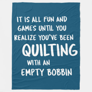 Funny Quilting Problems Quote for Quilters in Blue Fleece Blanket