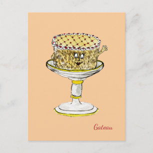 Funny Quirky Cute Gateau Weird Cake Art Humour Postcard