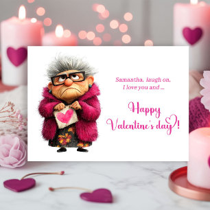 Funny Quirky Lady Being Extra Valentine's day Holiday Card