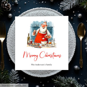 Funny Quirky Santa Hand-Lettered Christmas Napkins