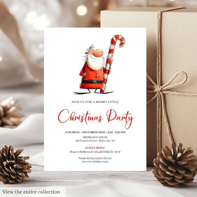 Funny Quirky Santa Hand-Lettered Party Invite (Funny Quirky Santa Hand-Lettered Party Invite)
